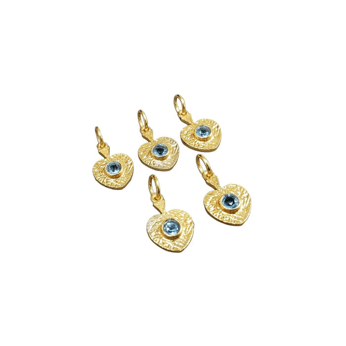 925 Gold Vermeil Blue Topaz Pendant Heart shape Elegant - K Jewelry Accessories
