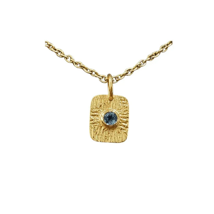 925 Gold Vermeil Blue Topaz Pendant Square Shape Natural - K Jewelry Accessories
