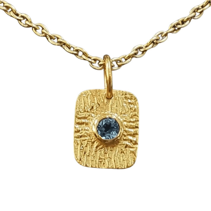925 Gold Vermeil Blue Topaz Pendant Square Shape Natural - K Jewelry Accessories