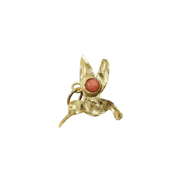 925 Gold Vermeil Coral Pendant Bird Shape Beautiful - K Jewelry Accessories