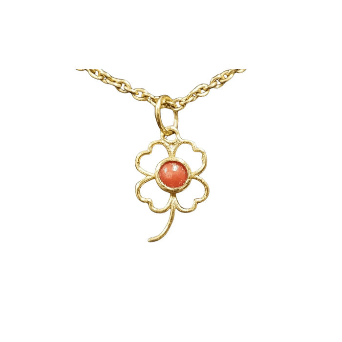 925 Gold Vermeil Coral Pendant Floral Necklace Charm - K Jewelry Accessories