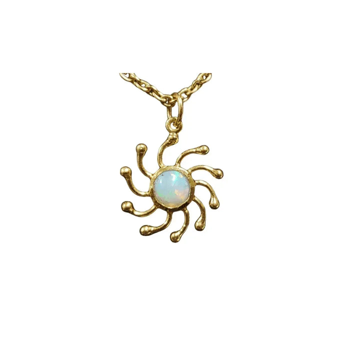 925 Gold Vermeil Ethiopian Opal Pendant - Sun Shape - K Jewelry Accessories