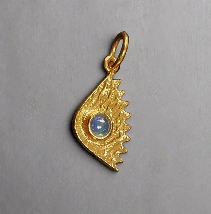 925 Gold Vermeil Ethiopian Opal Pendant Hammered Jewelry - K Jewelry Accessories