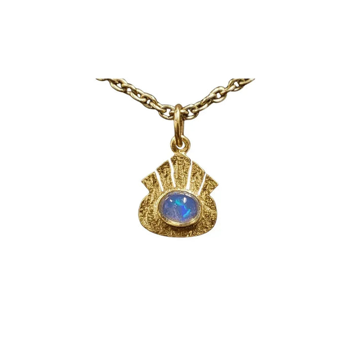 925 Gold Vermeil Ethiopian Opal Pendant Hammered multi fire - K Jewelry Accessories