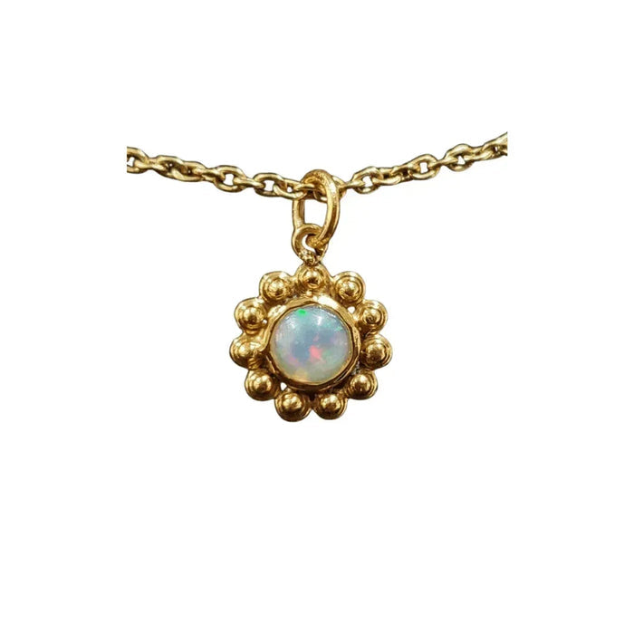 925 Gold Vermeil Ethiopian Opal Pendant Round Multifire - K Jewelry Accessories