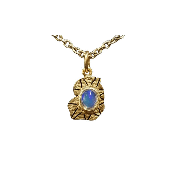 925 Gold Vermeil Ethiopian Opal Pendant Textured Multi fire - K Jewelry Accessories