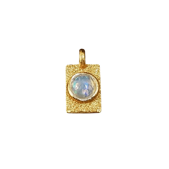 925 Gold Vermeil Opal Charm | Rectangular Shape - K Jewelry Accessories