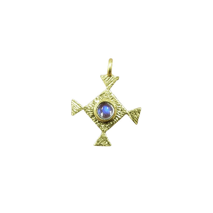 925 Gold Vermeil Rainbow Moonstone Charm Kite shape - K Jewelry Accessories