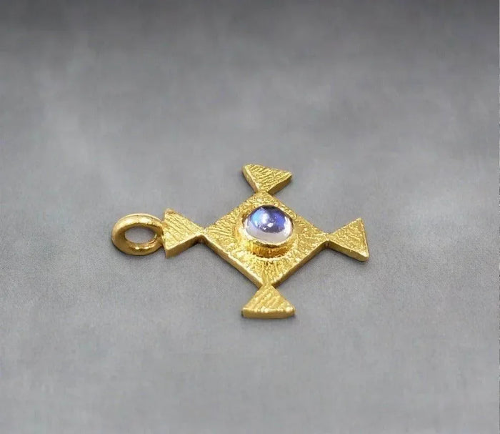 925 Gold Vermeil Rainbow Moonstone Charm Kite shape - K Jewelry Accessories