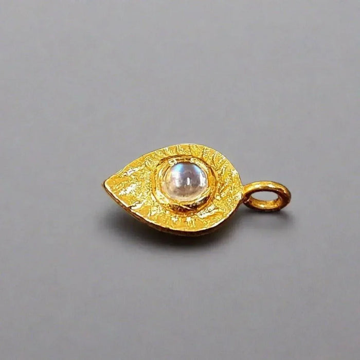 925 Gold Vermeil Rainbow Moonstone Charm Leaf shape - K Jewelry Accessories
