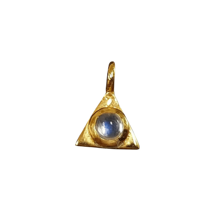 925 Gold Vermeil Rainbow Moonstone Charm Triangle Shape - K Jewelry Accessories