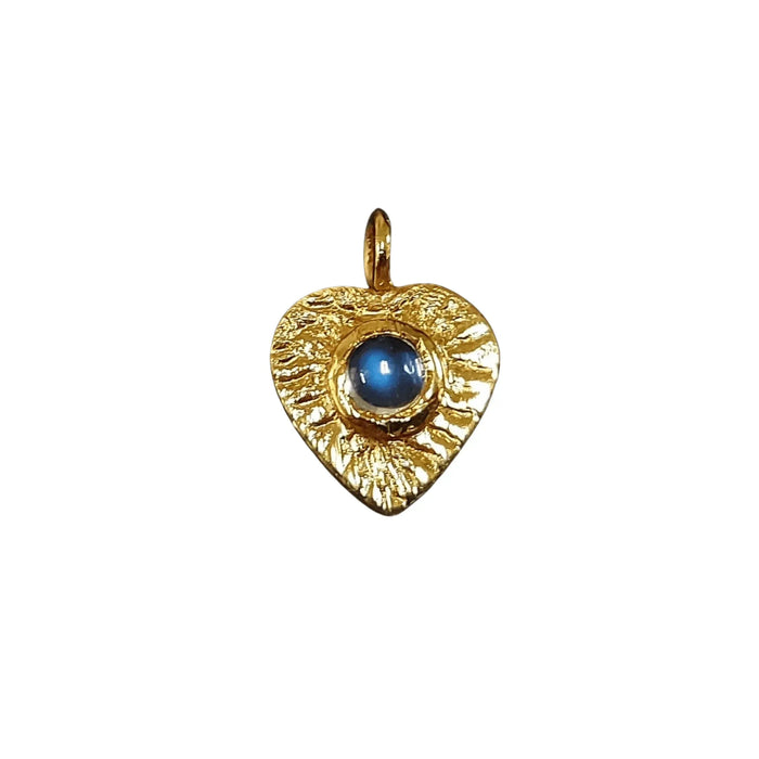 925 Gold Vermeil Rainbow Moonstone Heart Charms - K Jewelry Accessories