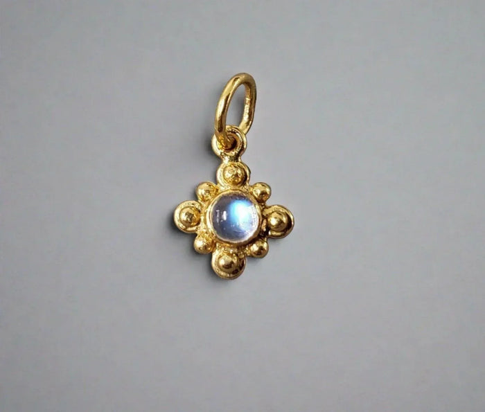 925 Gold Vermeil Rainbow Moonstone Pendant 1 Stone - K Jewelry Accessories