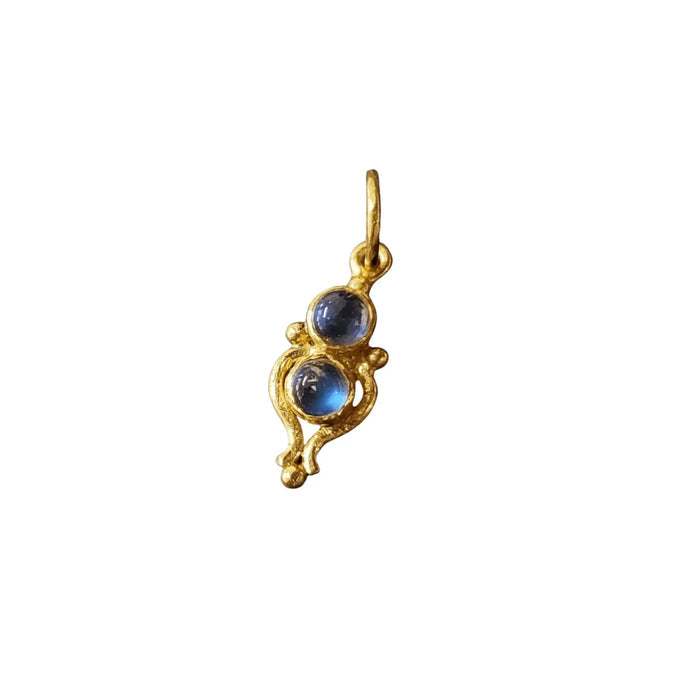 925 Gold Vermeil Rainbow Moonstone Pendant 2 stone jewelry - K Jewelry Accessories