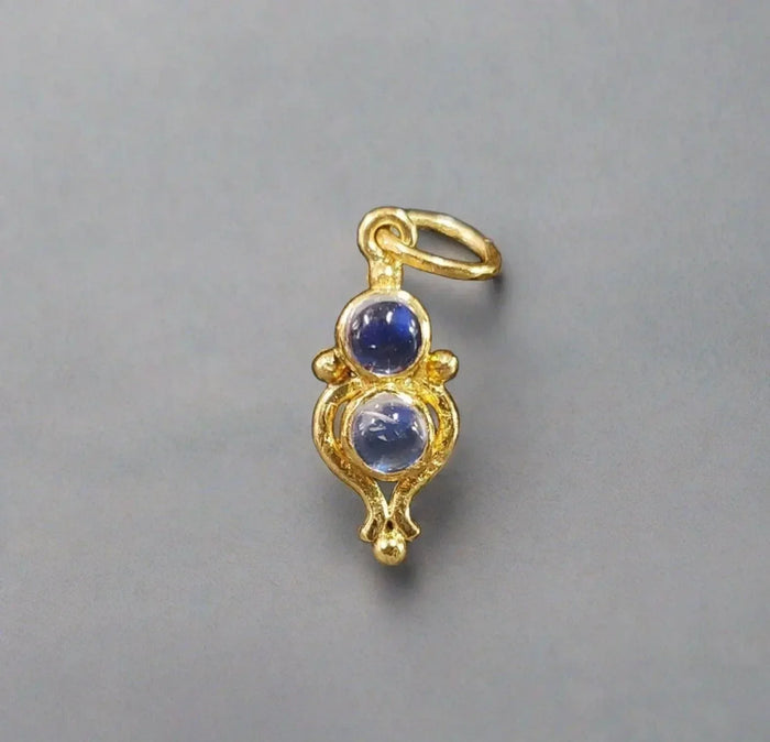 925 Gold Vermeil Rainbow Moonstone Pendant 2 stone jewelry - K Jewelry Accessories