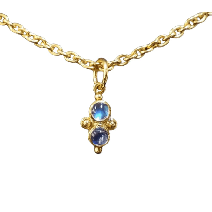 925 Gold Vermeil Rainbow Moonstone Pendant 2 stone - K Jewelry Accessories