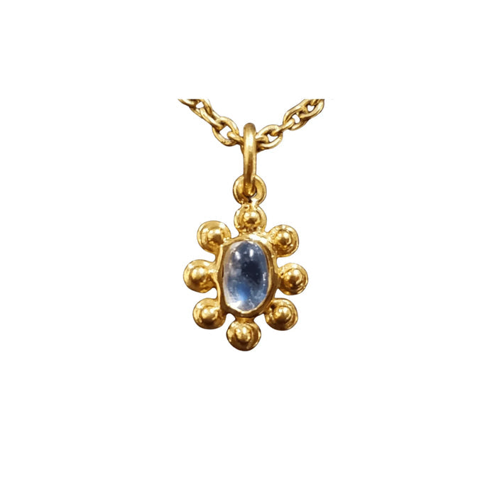 925 Gold Vermeil Rainbow Moonstone Pendant blue flash necklace - K Jewelry Accessories