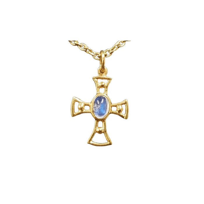 925 Gold Vermeil Rainbow Moonstone Pendant Cross Shape - K Jewelry Accessories