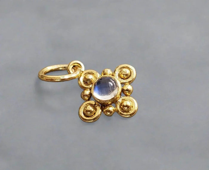 925 Gold Vermeil Rainbow Moonstone Pendant Dainty - K Jewelry Accessories