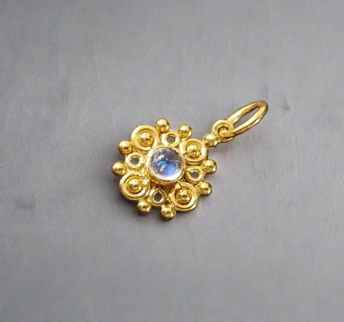 925 Gold Vermeil Rainbow Moonstone Pendant Findings - K Jewelry Accessories