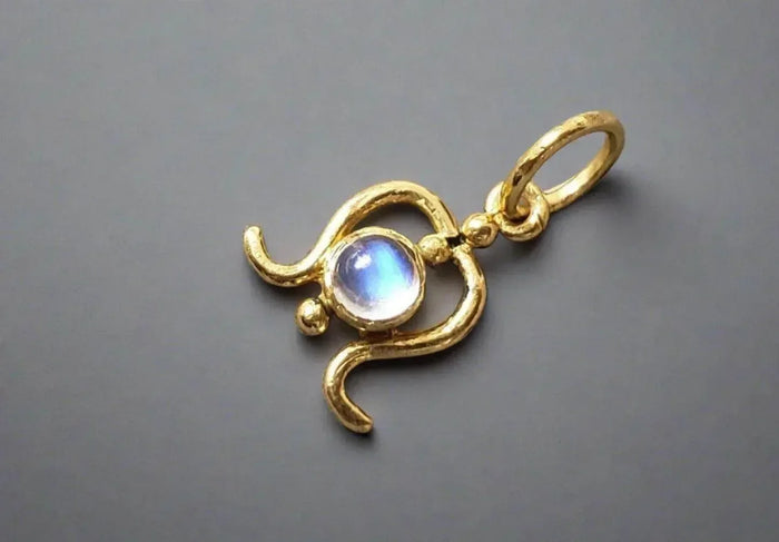 925 Gold Vermeil Rainbow Moonstone Pendant For Unisex - K Jewelry Accessories