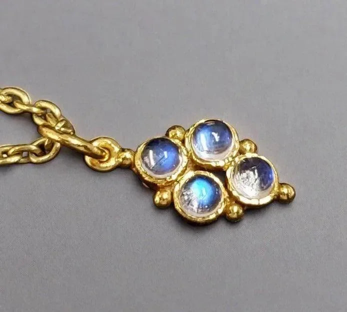 925 Gold Vermeil Rainbow Moonstone Pendant Natural - K Jewelry Accessories