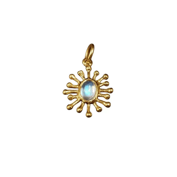 925 Gold Vermeil Rainbow Moonstone Pendant Sun Shape - K Jewelry Accessories