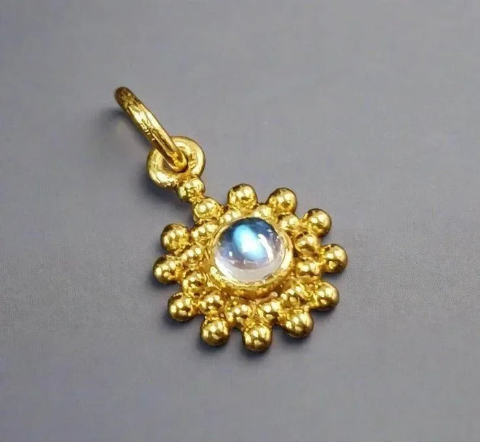 925 Gold Vermeil Rainbow Moonstone Pendant Sun Shape - K Jewelry Accessories