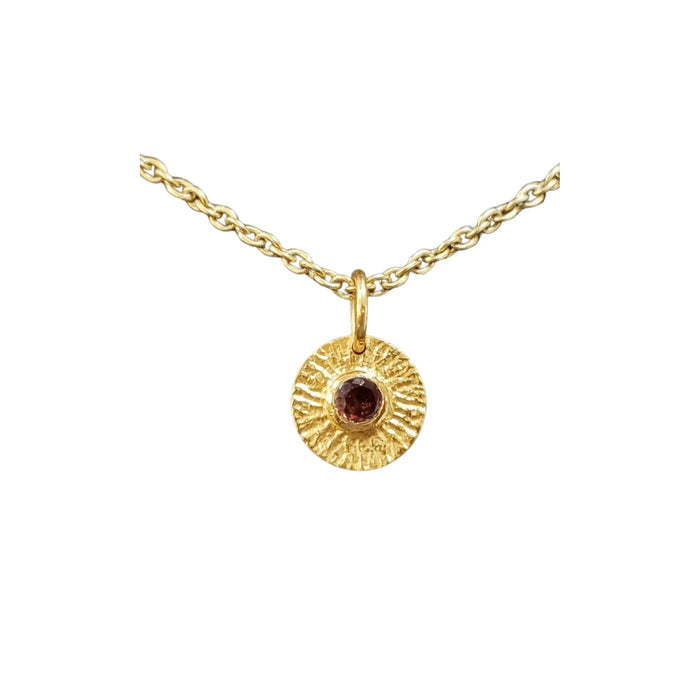 925 Gold Vermeil Red Garnet Pendant Round shape - K Jewelry Accessories