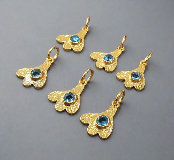 925 Gold Vermeil Swiss Blue Topaz Pendant Charm Beautiful - K Jewelry Accessories