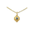 925 Gold Vermeil Swiss Blue Topaz Pendant Round Hammered - K Jewelry Accessories