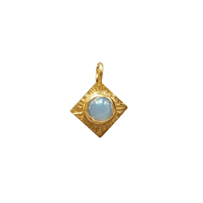 925 Opal Gold Vermeil Charm Square shape Natural Jewelry - K Jewelry Accessories