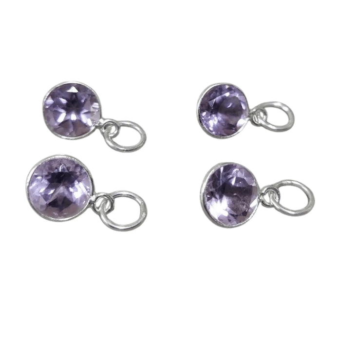 925 Silver Amethyst Charm Pendant Natural Purple Round - K Jewelry Accessories