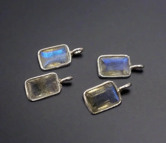 925 Silver Baguette Labradorite Charm Pendant Jewelry - K Jewelry Accessories