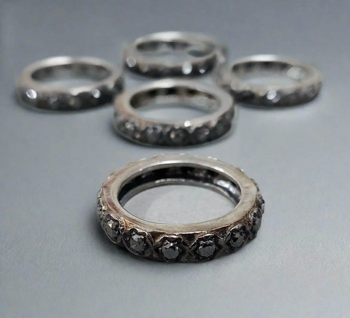 925 Silver Black Diamond Eternity Band - K Jewelry Accessories