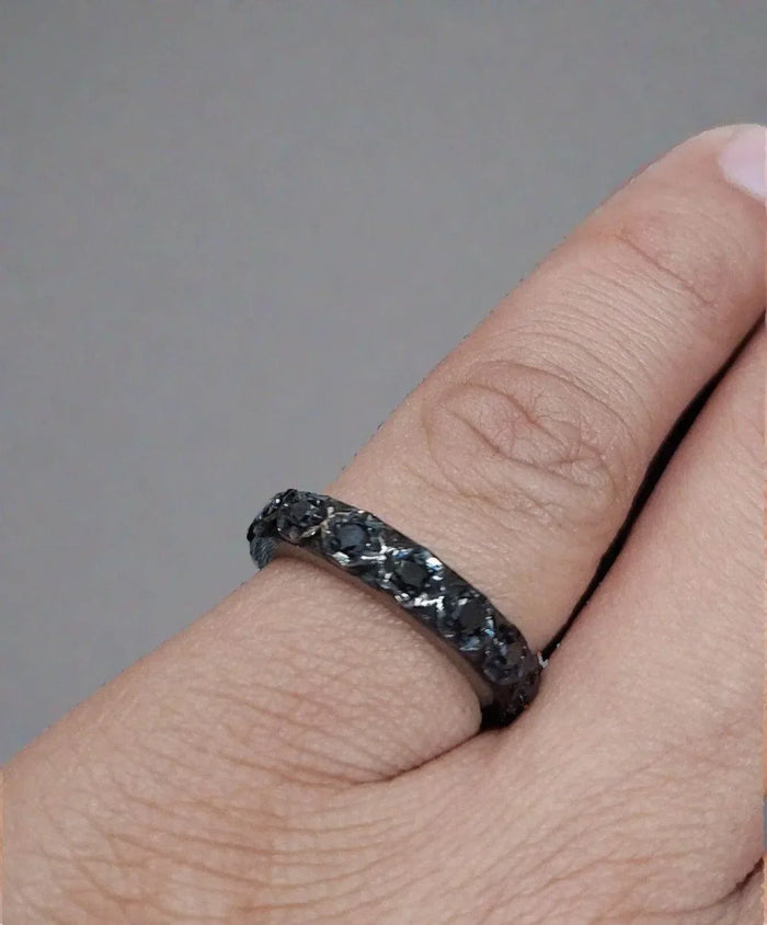 925 Silver Black Diamond Eternity Band - K Jewelry Accessories