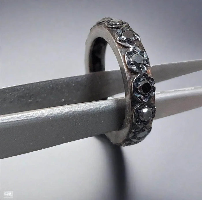 925 Silver Black Diamond Eternity Band - K Jewelry Accessories