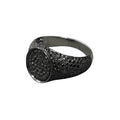 925 Silver Black Diamond Signet Oxidized Ring - K Jewelry Accessories