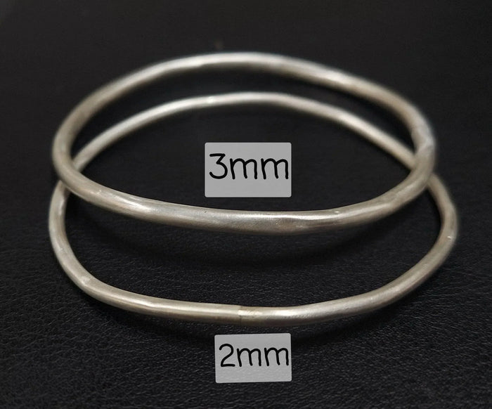 2mm and 3mm silver bangles, minimalist jewelry for elegant everyday wear