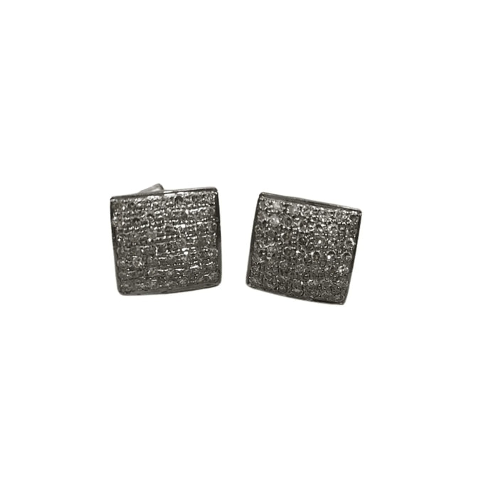 925 Silver Diamond Earrings - Victorian Stud Shape - K Jewelry Accessories