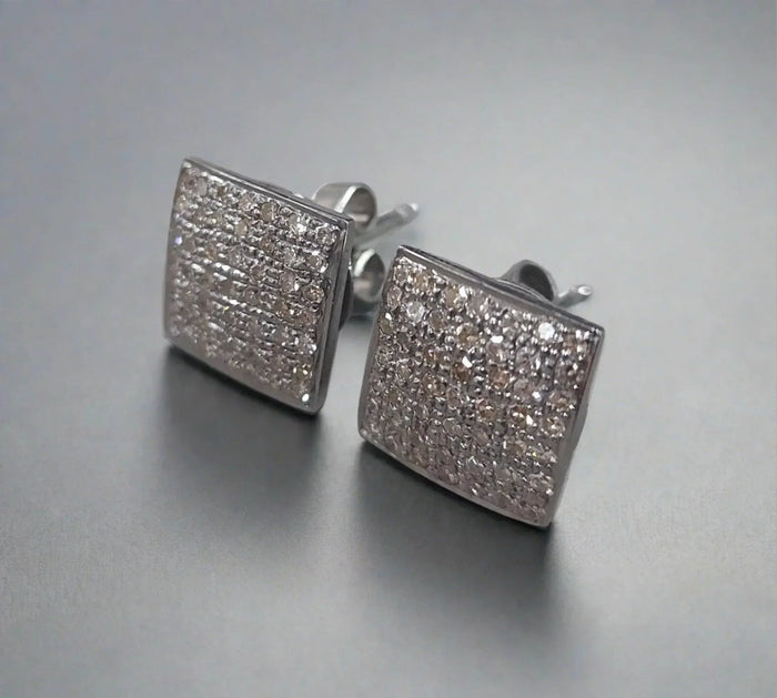 925 Silver Diamond Earrings - Victorian Stud Shape - K Jewelry Accessories