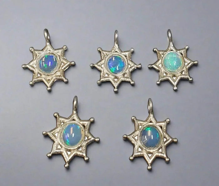 925 Silver Ethiopian Fire Opal Star Charm Pendant - K Jewelry Accessories