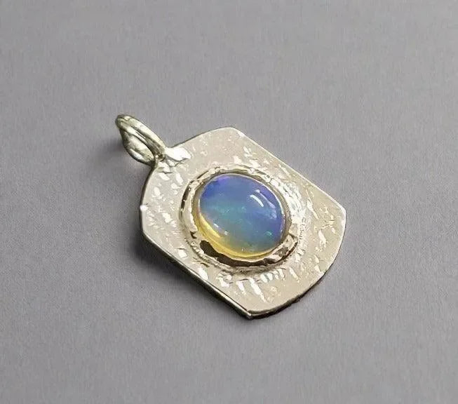 925 Silver Ethiopian Opal Charm Pendant Handmade jewelry - K Jewelry Accessories