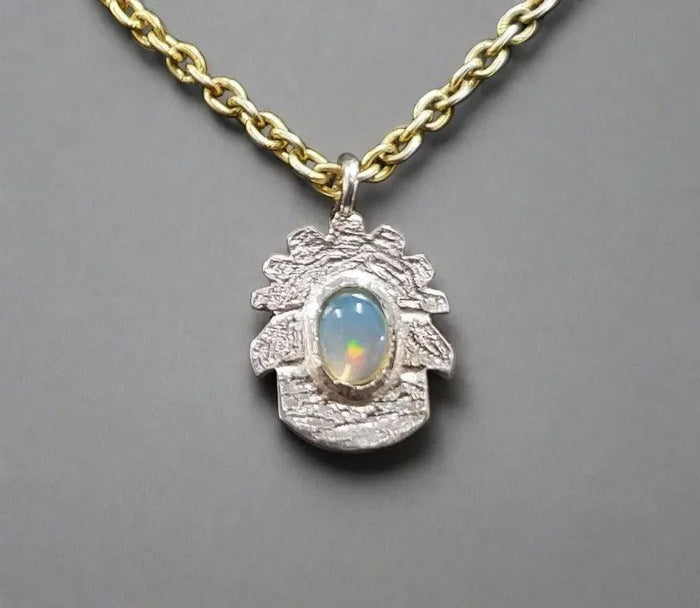 925 Silver Ethiopian Opal Charm Pendant Handmade jewelry - K Jewelry Accessories