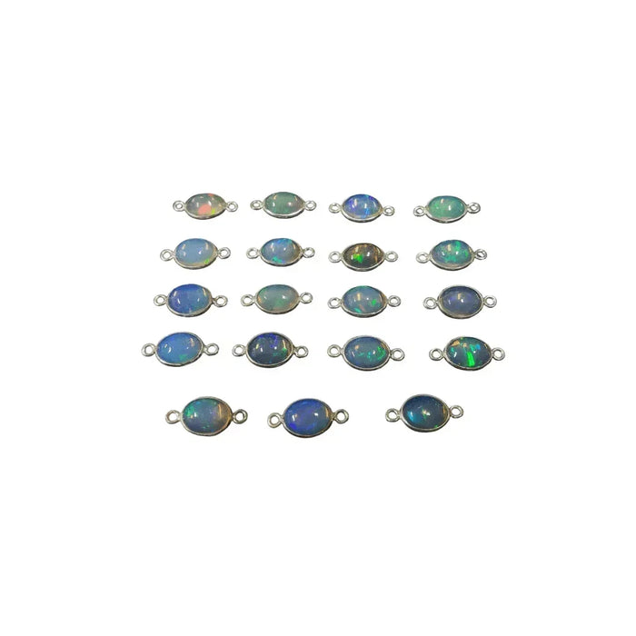 925 Silver Ethiopian Opal Connector Charm - K Jewelry Accessories