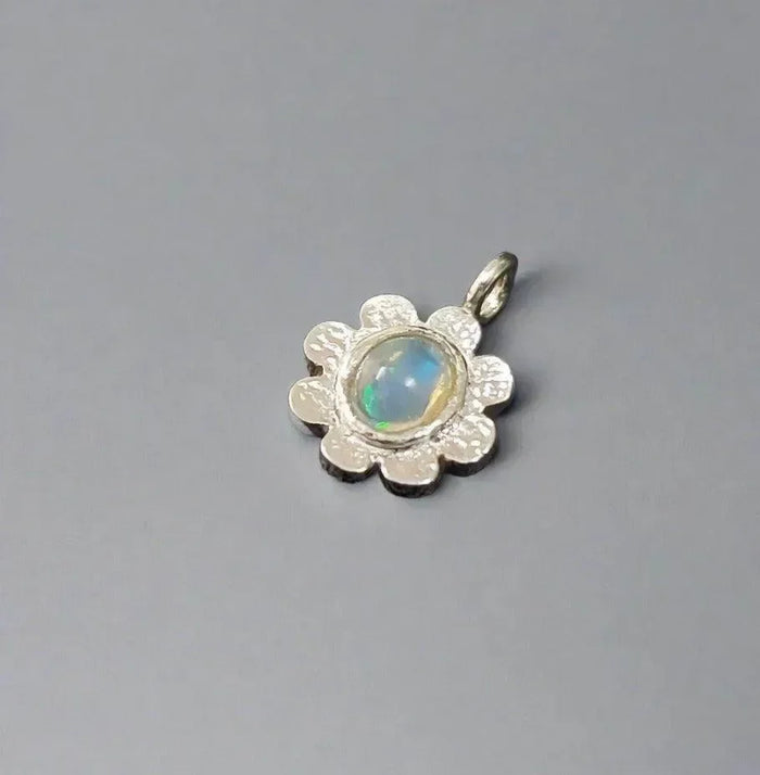 925 Silver Ethiopian Opal Floral Charm Silver Round stone - K Jewelry Accessories