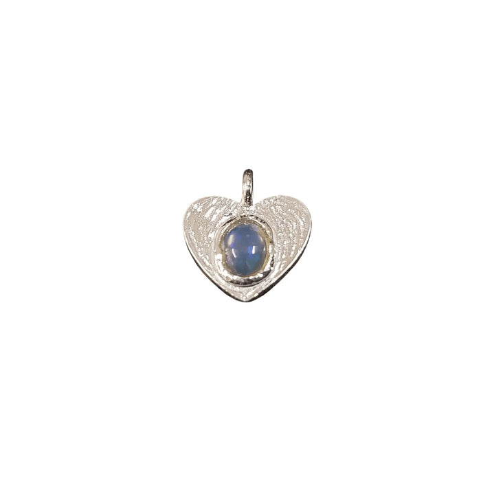 925 Silver Ethiopian Opal Heart Charm Pendant for stacking - K Jewelry Accessories