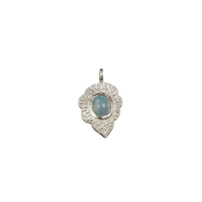 925 Silver Ethiopian Opal Leaf Charm Jewelry Findings - K Jewelry Accessories
