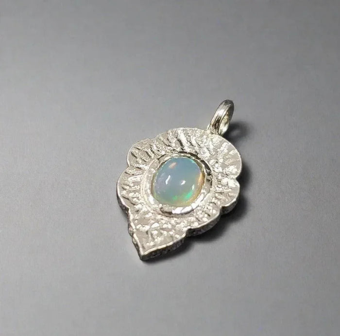 925 Silver Ethiopian Opal Leaf Charm Jewelry Findings - K Jewelry Accessories