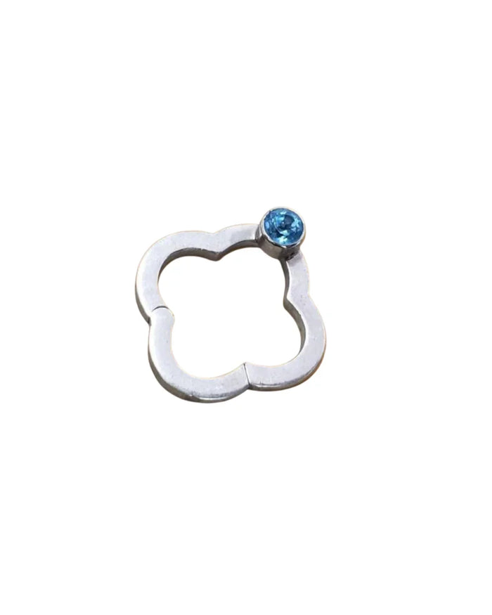 925 Silver Flower Clasp: Swiss Blue Topaz Clover Lock, DIY Jewelry
